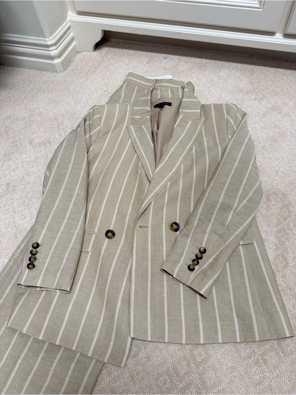 Ann Taylor Beige Striped work Suit